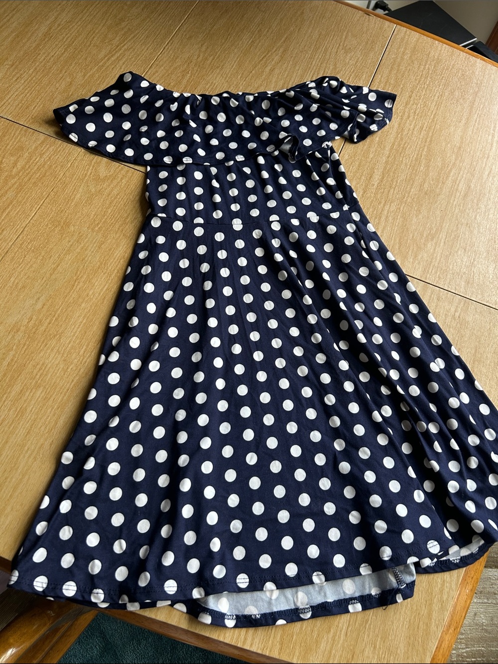 Streetwear Society Navy Blue Polka Dot Strapless Dress